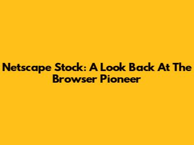 Netscape Stock: A Look Back At The Browser Pioneer