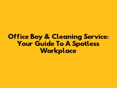 Office Boy & Cleaning Service: Your Guide To A Spotless Workplace