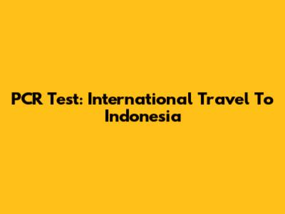 PCR Test: International Travel To Indonesia
