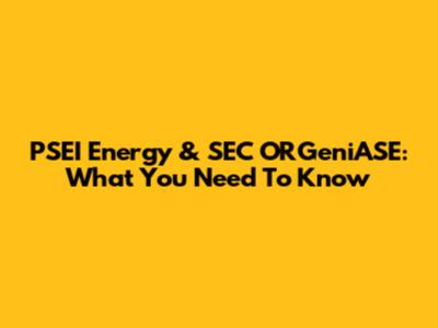 PSEI Energy & SEC ORGeniASE: What You Need To Know