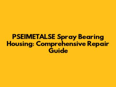 PSEIMETALSE Spray Bearing Housing: Comprehensive Repair Guide