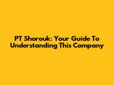 PT Shorouk: Your Guide To Understanding This Company