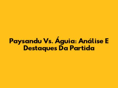 Paysandu Vs. Águia: Análise E Destaques Da Partida