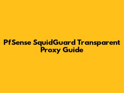 PfSense SquidGuard Transparent Proxy Guide