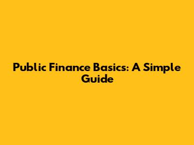 Public Finance Basics: A Simple Guide