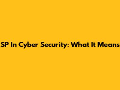 SP In Cyber Security: What It Means