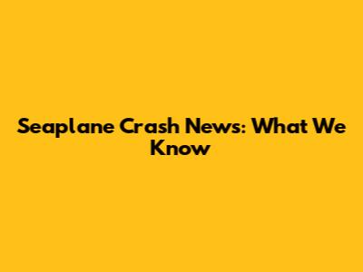 Seaplane Crash News: What We Know