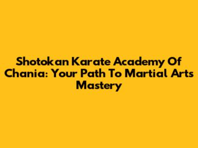 Shotokan Karate Academy Of Chania: Your Path To Martial Arts Mastery