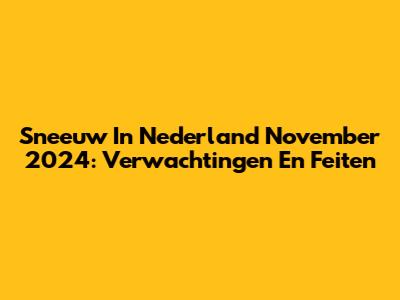 Sneeuw In Nederland November 2024: Verwachtingen En Feiten