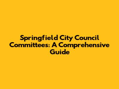 Springfield City Council Committees: A Comprehensive Guide