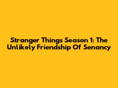 Stranger Things Season 1: The Unlikely Friendship Of Senancy