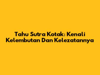 Tahu Sutra Kotak: Kenali Kelembutan Dan Kelezatannya