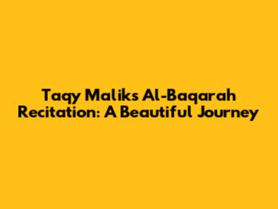 Taqy Malik's Al-Baqarah Recitation: A Beautiful Journey