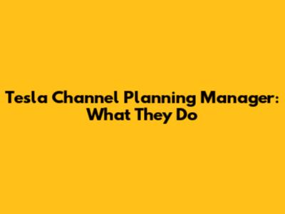 Tesla Channel Planning Manager: What They Do