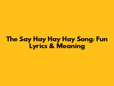 The "Say Hay Hay Hay" Song: Fun Lyrics & Meaning