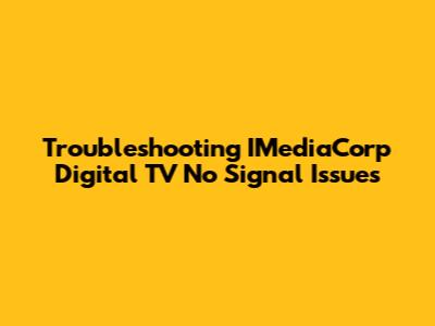 Troubleshooting IMediaCorp Digital TV No Signal Issues