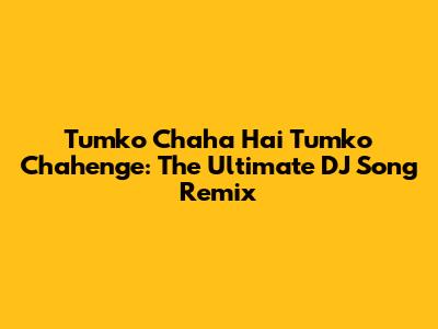 Tumko Chaha Hai Tumko Chahenge: The Ultimate DJ Song Remix