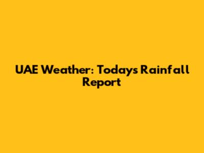UAE Weather: Today's Rainfall Report