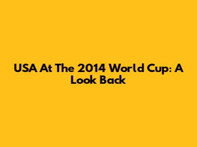 USA At The 2014 World Cup: A Look Back