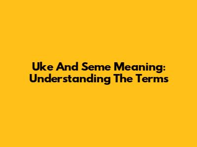 Uke And Seme Meaning: Understanding The Terms