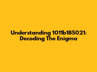 Understanding 1011b185021: Decoding The Enigma