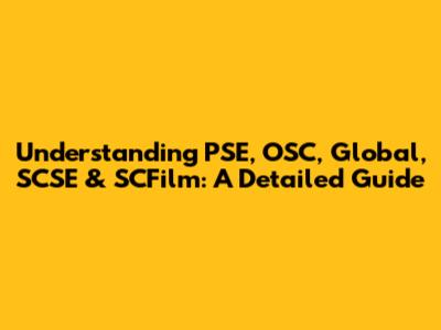 Understanding PSE, OSC, Global, SCSE & SCFilm: A Detailed Guide