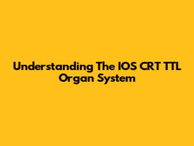 Understanding The IOS CRT TTL Organ System