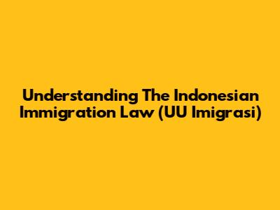 Understanding The Indonesian Immigration Law (UU Imigrasi)