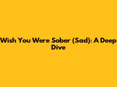 Wish You Were Sober (Sad): A Deep Dive
