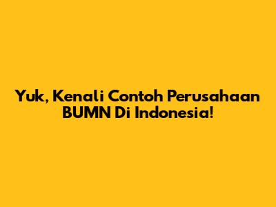 Yuk, Kenali Contoh Perusahaan BUMN Di Indonesia!